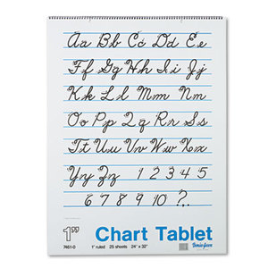 Chart Tablets w/Cursive Cover, Ruled, 24 x 32, White, 25 Sheets by PACON CORPORATION