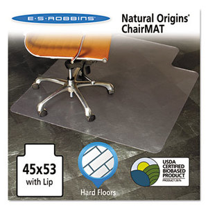 Natural Origins Chair Mat With Lip For Hard Floors, 45 x 53, Clear by E.S. ROBBINS