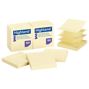 3M 6549-PUY Self-Stick Pop-Up Notes, 3 x 3, Yellow, 100 Sheets, 12/PK by 3M/COMMERCIAL TAPE DIV.