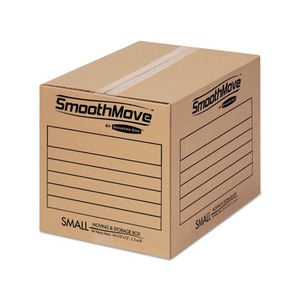 SmoothMove Basic Moving Boxes, 16 1/2l x 12 1/4w x 12 5/8h, Kraft/Black, 25/BD by FELLOWES MFG. CO.