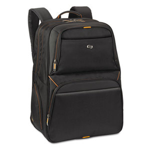 Urban Backpack, 17.3", 11 3/4 x 8 x 17 1/2, Black/Orange by UNITED STATES LUGGAGE