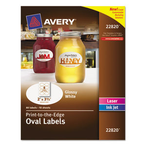 Oval Print-to-the-Edge Labels, 2 x 3 1/3, White, 80/Pack by AVERY-DENNISON