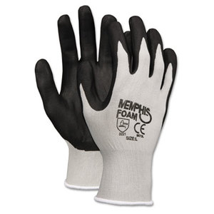 MCR Safety 9673L Economy Foam Nitrile Gloves, Large, Gray/Black, 12 Pairs by MCR SAFETY