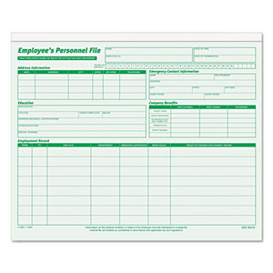 Employee Record File Folders, Straight Cut, Letter, 2-Sided, Green Ink, 20/Pack by TOPS BUSINESS FORMS