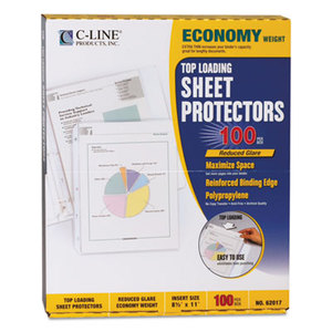 Economy Weight Poly Sheet Protector, Reduced Glare, 2", 11 x 8 1/2, 100/BX by C-LINE PRODUCTS, INC