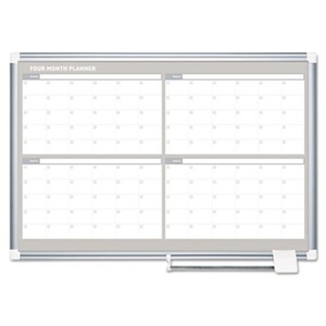 Bi-silque S.A GA05105830 4 Month Planner, 48x36, White/Silver by BI-SILQUE VISUAL COMMUNICATION PRODUCTS INC