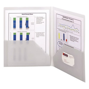 Frame View Poly Two-Pocket Folder, 11 x 8 1/2, Clear/Oyster, 5/Pack by SMEAD MANUFACTURING CO.