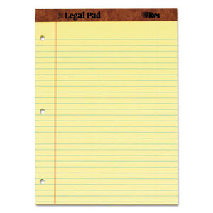 The Legal Pad Ruled Perf Pad, Legal/Wide, 8 1/2 x 11 3/4, Canary, 50 Sheets, DZ by TOPS BUSINESS FORMS