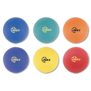 CHAMPION SPORTS PGSET Playground Ball Set, Nylon, Assorted Colors, 6/Set by CHAMPION SPORT