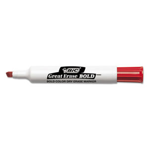 BIC DEC11-RD Great Erase Bold Tank-Style Dry Erase Marker, Chisel Tip, Red, Dozen by BIC CORP.