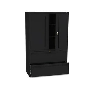 700 Series Lateral File w/Storage Cabinet, 42w x 19-1/4d, Black by HON COMPANY