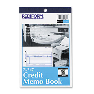 REDIFORM OFFICE PRODUCTS 7L787 Credit Memo Book, 5 1/2 x 7 7/8, Carbonless Triplicate, 50 Sets/Book by REDIFORM OFFICE PRODUCTS