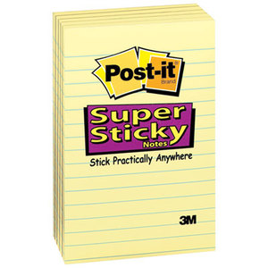 3M 6605SSCY Canary Yellow Note Pads, 4 x 6, Lined, 90/Pad, 5 Pads/Pack by 3M/COMMERCIAL TAPE DIV.