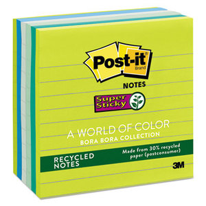 3M 675-6SST Recycled Notes in Bora Bora Colors, 4 x 4, 90/Pad, 6 Pads/Pack by 3M/COMMERCIAL TAPE DIV.