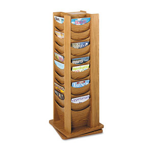 Rotary Display, 48 Compartments, 17-3/4w x 17-3/4d x 49-1/2h, Medium Oak by SAFCO PRODUCTS