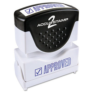 Accustamp2 Shutter Stamp with Microban, Blue, APPROVED, 1 5/8 x 1/2 by CONSOLIDATED STAMP