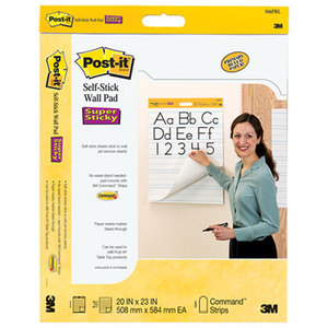 3M 566PRL Self-Stick Wall Easel Primary Ruled Pad, 20"w x 23"h, White, 20 Sheets, 2/Pack by 3M/COMMERCIAL TAPE DIV.