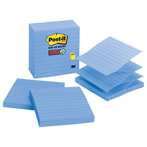 Pop-up Notes Refill, 4 x 4, Lined, Periwinkle, 90/Pad, 5 Pads/Pack by 3M/COMMERCIAL TAPE DIV.