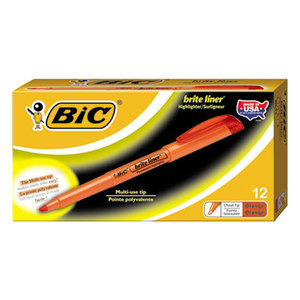 BIC BL11 ORG Brite Liner Highlighter, Chisel Tip, Fluorescent Orange Ink, 1 Dozen by BIC CORP.