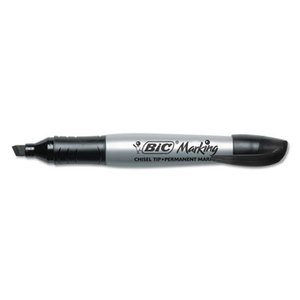 BIC GPMM11 BLK Marking Chisel Tip Permanent Marker, Tuxedo Black, Dozen by BIC CORP.