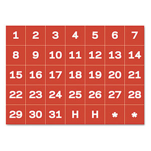 Calendar Magnetic Tape, Calendar Dates, Red/White, 1" x 1" by BI-SILQUE VISUAL COMMUNICATION PRODUCTS INC