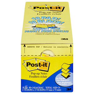 3M R330-18CP Original Canary Yellow Pop-Up Refill Cabinet Pack, 3 x 3, 90/Pad, 18 Pads/Pack by 3M/COMMERCIAL TAPE DIV.