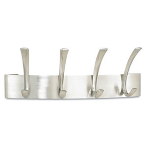 Safco Products 4205SL Metal Coat Rack, Steel, Wall Rack, Four Hooks, 14-1/4w x 4-1/2d x 5-1/4h, Silver by SAFCO PRODUCTS