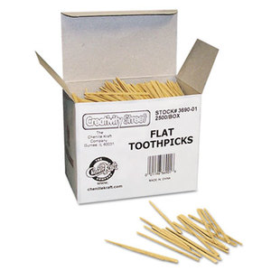 Flat Wood Toothpicks, Wood, Natural, 2500/Pack by THE CHENILLE KRAFT COMPANY