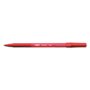 BIC SGSM11 RED Soft Feel Stick Ballpoint Pen, Red Ink, 1mm, Medium, Dozen by BIC CORP.