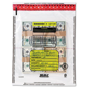 4 Bundle Capacity Tamper-Evident Cash Bags, 15 x 20, Clear, 250 Bags/Box by MMF INDUSTRIES