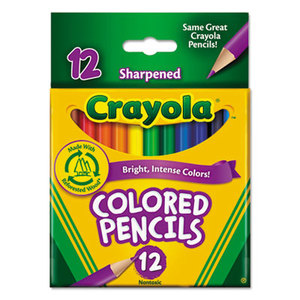 BINNEY & SMITH / CRAYOLA 684112 Short Barrel Colored Woodcase Pencils, 3.3 mm, 12 Assorted Colors/Set by BINNEY & SMITH / CRAYOLA