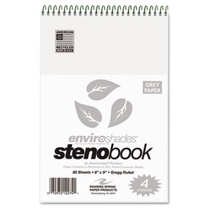 Roaring Spring Paper Products 12274 Enviroshades Steno Notebook, Gregg, 6 x 9, Gray, 80 Sheets, 4/Pack by ROARING SPRING PAPER PRODUCTS