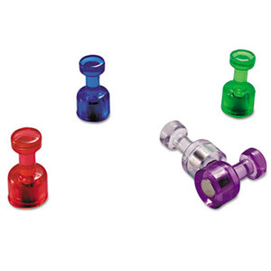 Push Pin Magnets, Assorted Translucent, 3/4" x 3/8", 10 per Pack by OFFICEMATE INTERNATIONAL CORP.