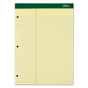 Double Docket Pad, Extra Stiff Back, 8 1/2 x 11 3/4, Canary, 100 Sheets by TOPS BUSINESS FORMS