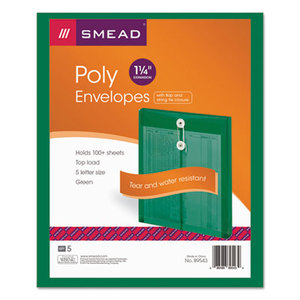 SMEAD MANUFACTURING COMPANY 89543 Poly String & Button Envelope, 9 3/4 x 11 5/8 x 1 1/4, Green, 5/Pack by SMEAD MANUFACTURING CO.