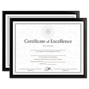 Value U-Channel Document Frames w/Certificates, 8 1/2 x 11, Black, 2/Pack by DAX MANUFACTURING INC.