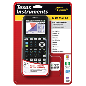 TEXAS INSTRUMENTS INC. 84PLCE/TBL/1L1 TI-84 Plus CE Color Graphing Calculator, Black, W/USB Cable