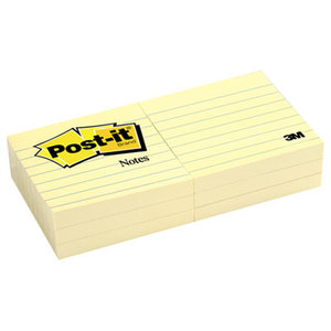 3M 6306PK Original Pads in Canary Yellow, 3 x 3, Lined, 100/Pad, 6 Pads/Pack by 3M/COMMERCIAL TAPE DIV.