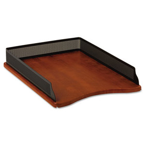 ROLODEX Q22711 Distinctions Self-Stacking Desk Tray, Metal/Wood, Black/Cherry by ROLODEX