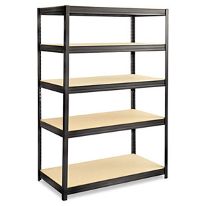 Safco Products 6244BL Boltless Steel/Particleboard Shelving, Five-Shelf, 48w x 24d x 72h, Black by SAFCO PRODUCTS