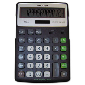 Sharp Electronics ELR297BBK EL-R297BBK Recycled Series Calculator w/Kickstand, 12-Digit LCD by SHARP ELECTRONICS