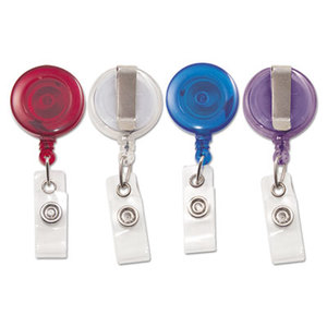 Translucent Retractable ID Card Reel, 34" Extension, Assorted Colors, 4/Pack by ADVANTUS CORPORATION
