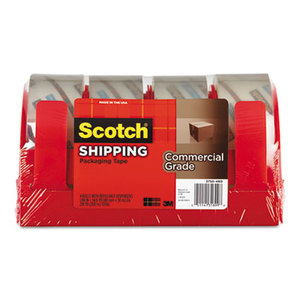 3M 3750-4RD 3750 Commercial Grade Packaging Tape w/Dispenser, 1.88" x 54.6yds, Clear, 4/Pack by 3M/COMMERCIAL TAPE DIV.