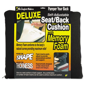Deluxe Seat/Back Cushion w/Memory Foam, 17w x 2 3/4d x 17 1/2h, Black by MASTER CASTER COMPANY