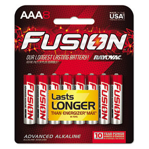 Fusion Performance Alkaline Batteries, AAA, 8/Pk by RAY-O-VAC