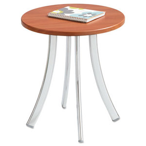 Safco Products 5098CY Decori Wood Side Table, Round, 15-3/4" Dia., 18-1/2" High, Cherry/Silver by SAFCO PRODUCTS