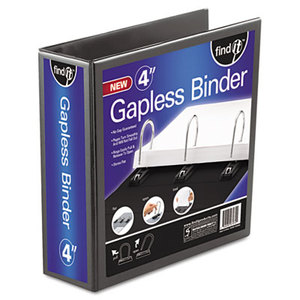IdeaStream Consumer Products, LLC FT07074 Gapless Loop Ring View Binder, 11 x 8-1/2, 4" Capacity, Black by IDEASTREAM CONSUMER PRODUCTS