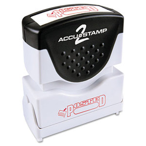 Accustamp2 Shutter Stamp with Microban, Red, POSTED, 1 5/8 x 1/2 by CONSOLIDATED STAMP