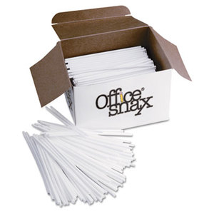 Plastic Stir Sticks, 5", Plastic, White, 1000/Box by OFFICE SNAX, INC.