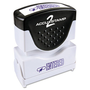 Accustamp2 Shutter Stamp with Microban, Blue, ENTERED, 1 5/8 x 1/2 by CONSOLIDATED STAMP